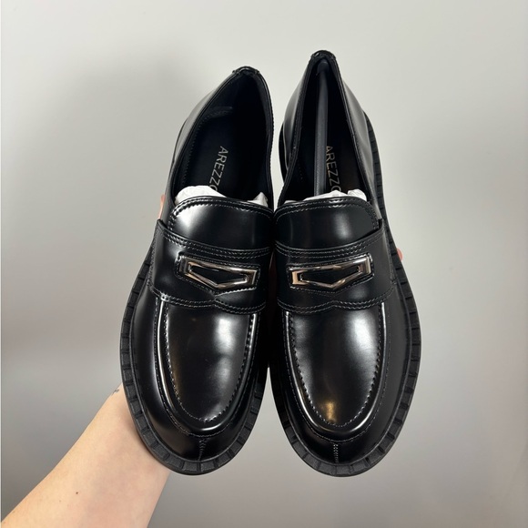 Arezzo Shoes - NEW IN BOX Arezzo Brazil Black Leather Loafers size 5.5